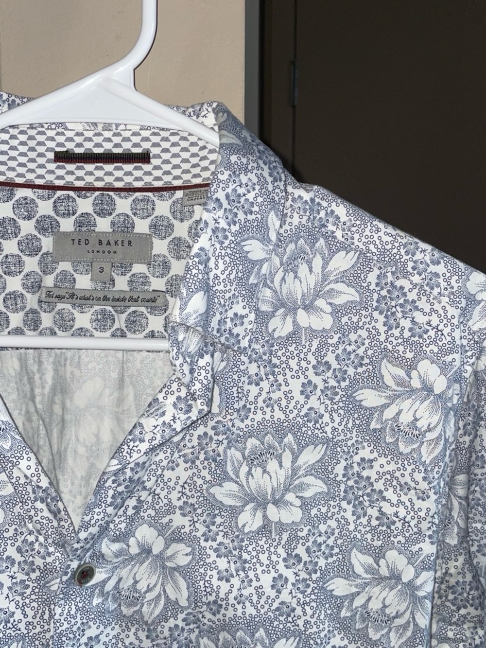 Ted Baker Floral Button-Down Shirt in Blue and White